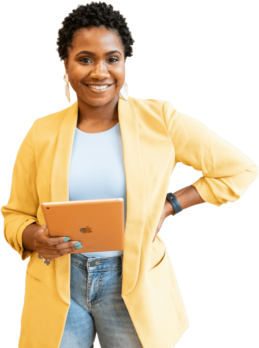A professional holding a tablet